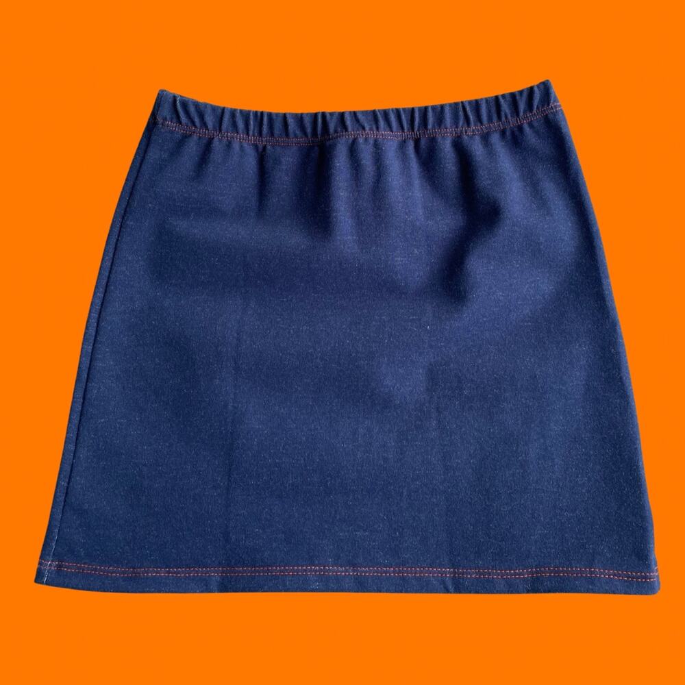 90's vintage faux denim high waisted bodycon mini skirt XS SMALL *deadstock*